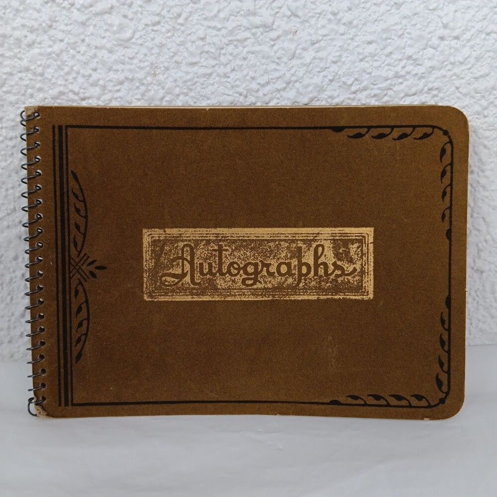 Vintage 1940'S Autograph Book Unused Flocked Cover My School Day Chums
